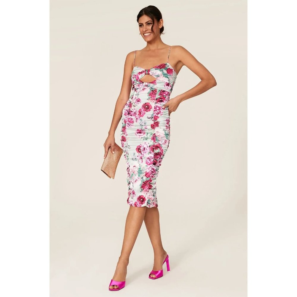 For Love and Lemons Robin Midi Floral Dress Slip Cutout Sleeveless Size S